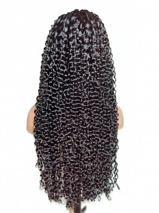 "Glueless" (Water Wave) (Platinum Grade) HD Full Frontal / Closure Lace Wig Natural Color