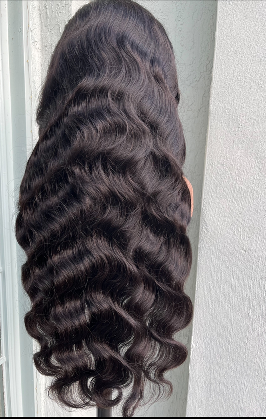 "Glueless" (Body Wave) (Platinum Grade) HD Lace Full Frontal / Closure Wig - (Natural Color)